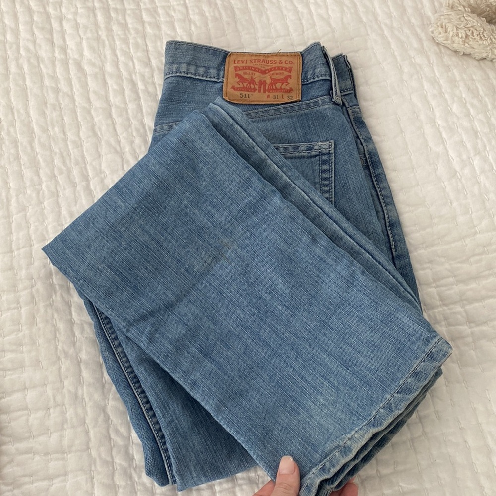 Levi jeans! Worn as high waisted with a belt